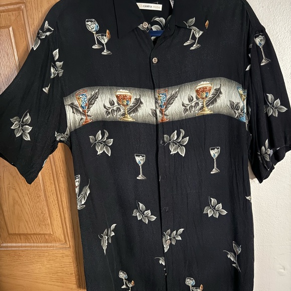 Black Cocktail Glass Patterned Men's Shirt - Picture 1 of 4